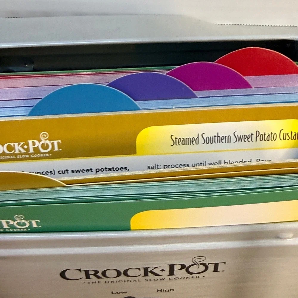 Crock-Pot Recipe Card Collection Tin Box with Slow Cooker Recipes Collectible